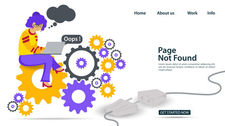 banner oops 404 error page not found internet vector image