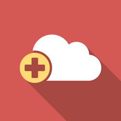 create cloud flat square icon with long shadow vector image