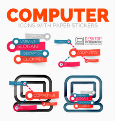 diagram elements set of pc computer icons vector