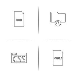 files and folders sign simple linear icons set vector image