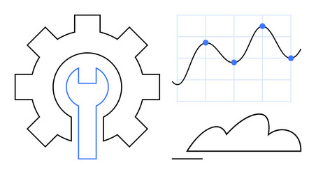 gear with wrench data analytics graph vector image