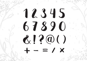 hand drawn script numbers from 0 to 9 digits vector image