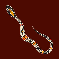 Snake aboriginal art style monochrome isolated Vector Image