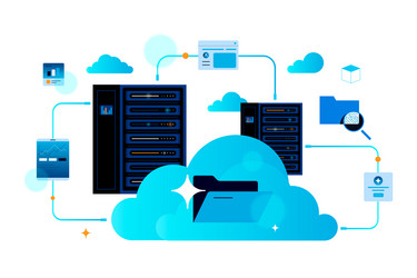 cloud synchronization system vector image