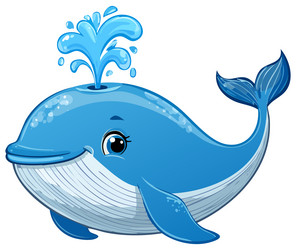 cute cartoon blue whale Vector Image