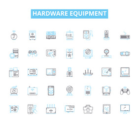 hardware equipment linear icons set processor vector