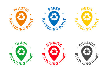 Recycling materials types icon set concept vector