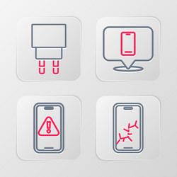 set line mobile with broken screen exclamation vector image
