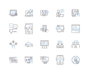 web progress line icons collection development vector