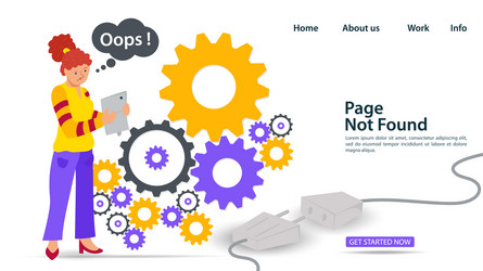 banner oops 404 error page not found internet vector image