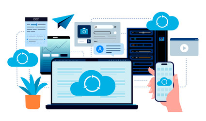 Cloud Data Synchronization vector image