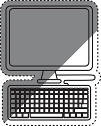computer with keyboard vector image