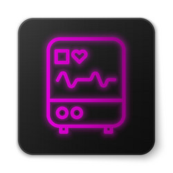 glowing neon line computer monitor with cardiogram vector image