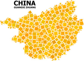 Gold Rotated Square Mosaic Map Guangxi Province Vector Image Gold Rotated Square Mosaic Map Guangxi Province Vector Image