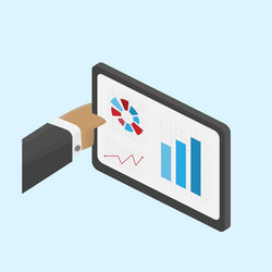 hands holing computer using digital tablet pc vector image