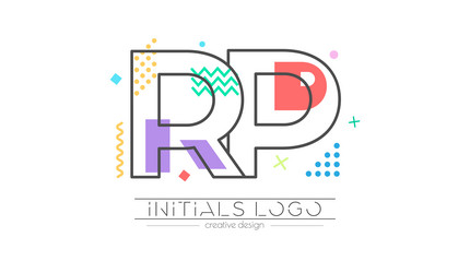 letters r and p merging of two initials vector image