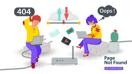 banner oops 404 error page not found internet vector image