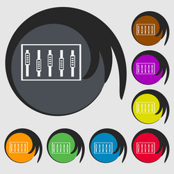 Dj console mix handles and buttons level icons vector