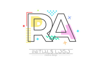 letters r and a merging of two initials vector image