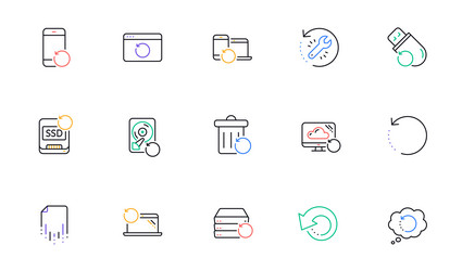 recovery line icons backup restore data vector image