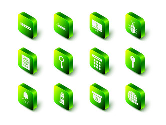 set flasher siren lock on computer monitor vector image