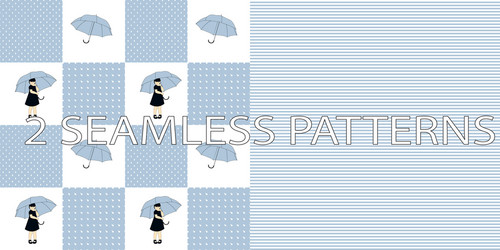 set of two seamless patterns in blue color vector image