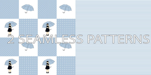 Set of two seamless patterns in blue color vector