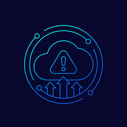 warning upload error line icon with cloud vector image