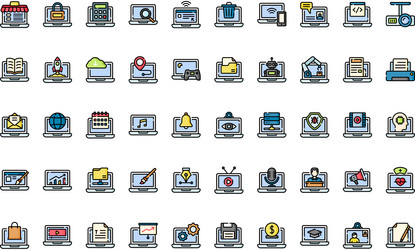 computer functions icons high-quality vector image