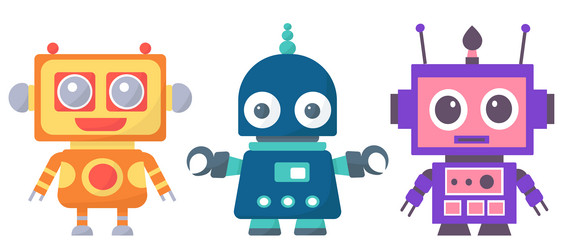 set of robots androids in doodle style on a white vector image