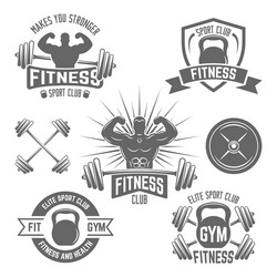 Fitness Club Emblems & Sport Icons Vector Image