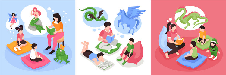 isometric fairytale design concept vector