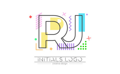 letters r and j merging of two initials vector image