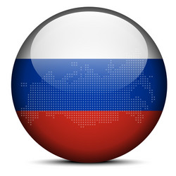 map with dot pattern on flag button of russian vector image