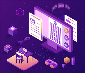 program software interface on device engineer vector image