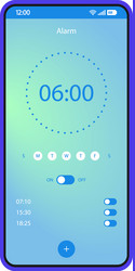 alarm clock app smartphone interface template vector image