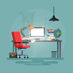 concept of workplace with computer vector image