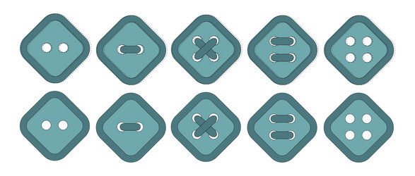 set of blue diamond buttons button with two vector image