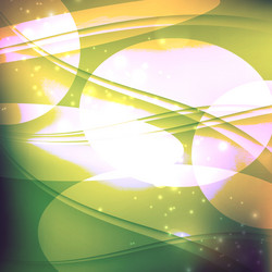abstract green background with waves and sparkles vector image