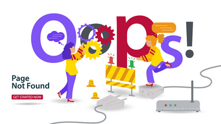 banner oops 404 error page not found internet vector image