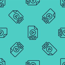 black line flv file document video format vector image