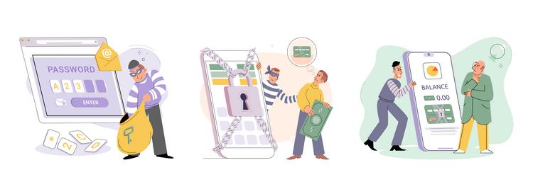 Hacker activity big set hacking computer Vector Image