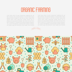 Organic farming concept with thin line icons vector