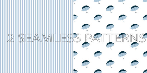 set of two seamless patterns in blue color vector image
