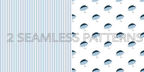 Set of two seamless patterns in blue color vector