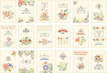 Vintage Floral Card Set Vector Image