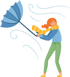 Young woman struggling against wind holding vector