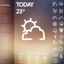 weather widget ui set vector image