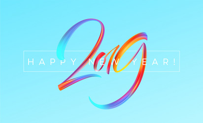 2019 new year colorful brushstroke oil or acrylic vector