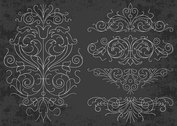 Chalkboard Calligraphic Ornaments Vector Image